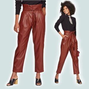 WHO WHAT WEAR Paperbag Waist Vegan Leather Pants Sz 10